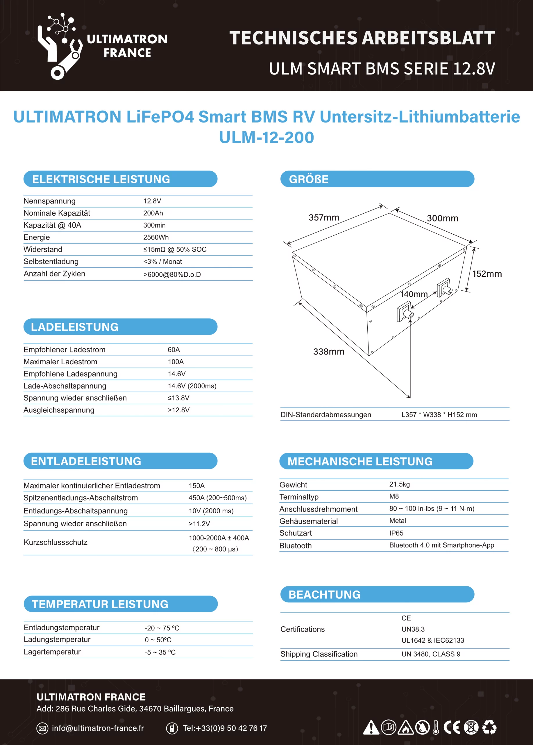 ULM-12-200-Datenblatt Ultimatron 12V200Ah untersitz-DE_2